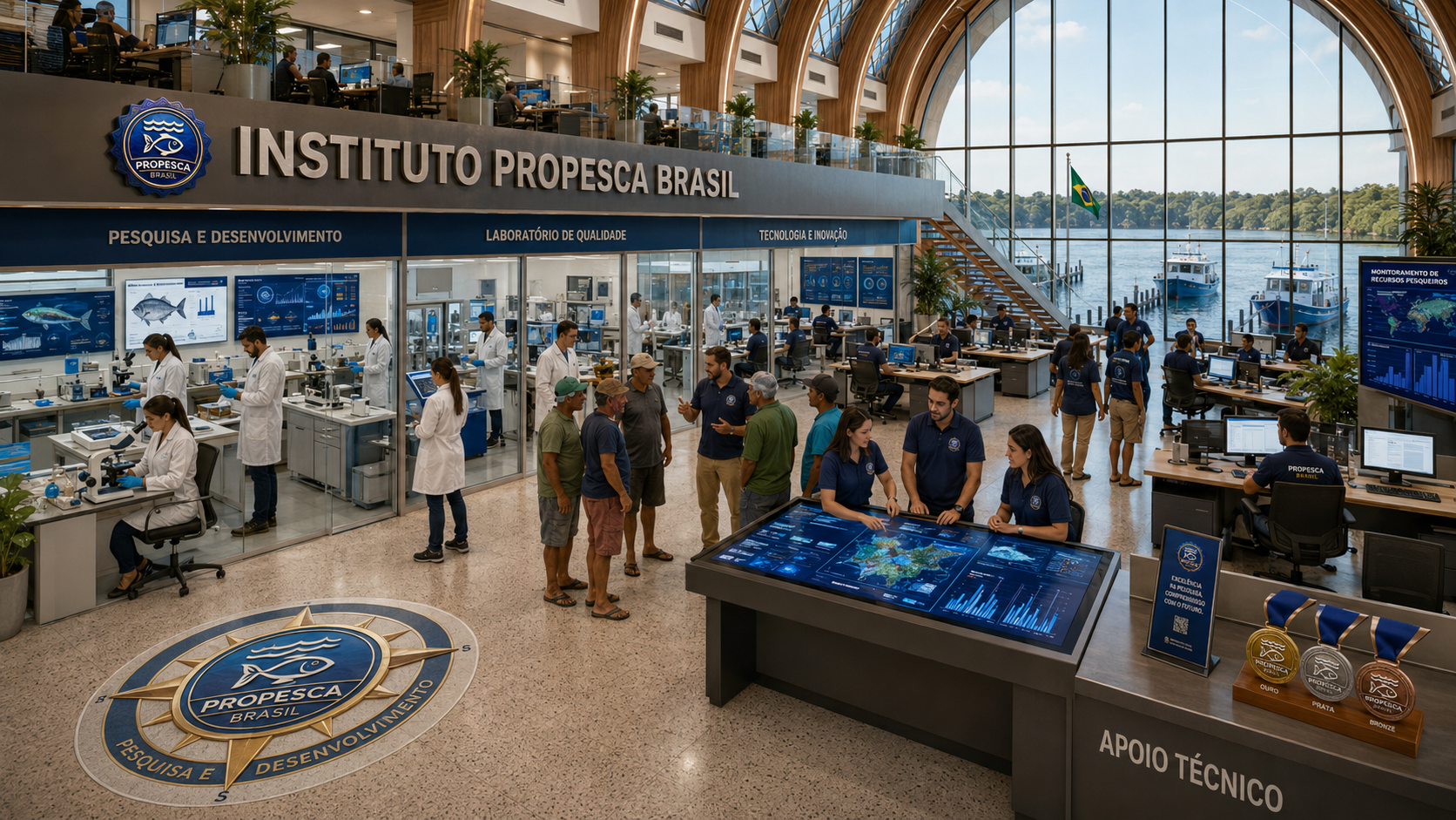 Laboratório de análise e controle de qualidade do pescado.